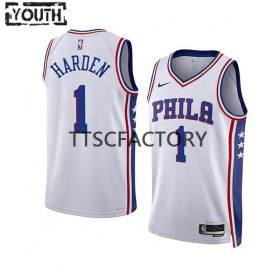 Dječji NBA Dres Philadelphia 76ers James Harden 1 Nike 2022-23 Association Edition Bijela Swingman
